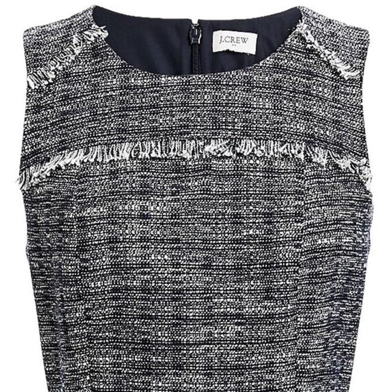 NWT ~ J.CREW Black Tweed Fringe Sheath Sleeveless Dress ~ Womens Size 4