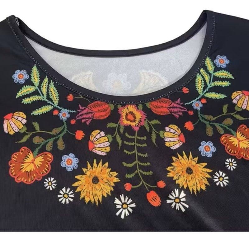 BRAND NEW ~ Long Sleeve Black Floral Casual Office Dress ~ Women's SMALL