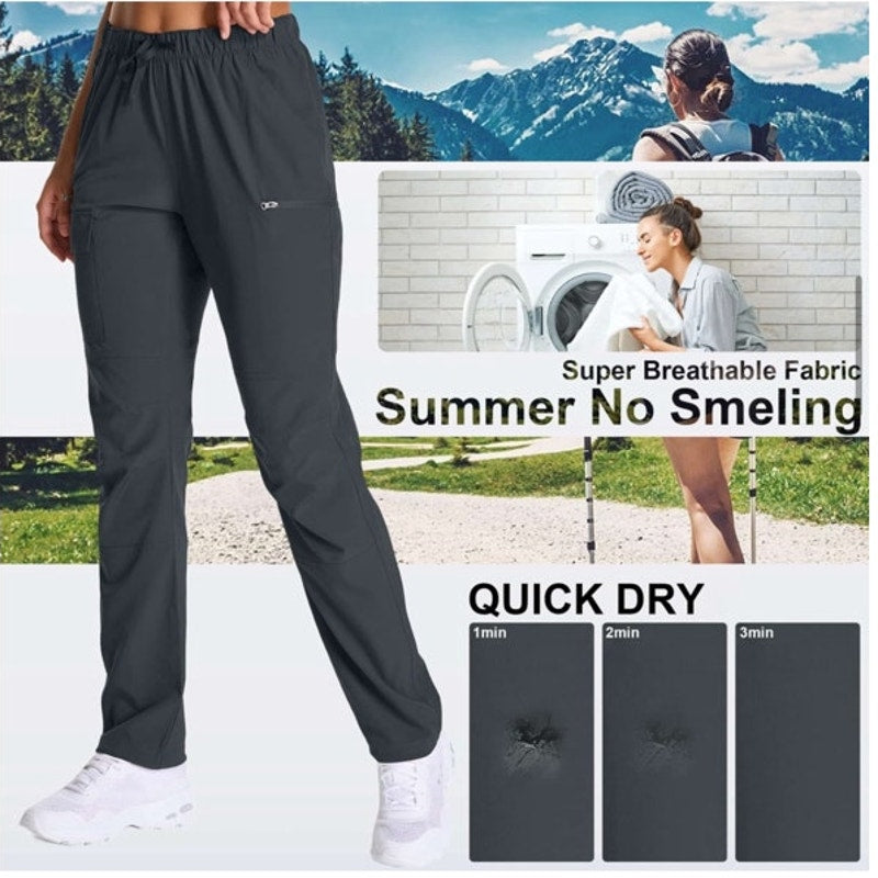NWT ~ Women's Dark Gray UPF 50+ Quick Dry Breathable Hiking Cargo Pants ~ MEDIUM