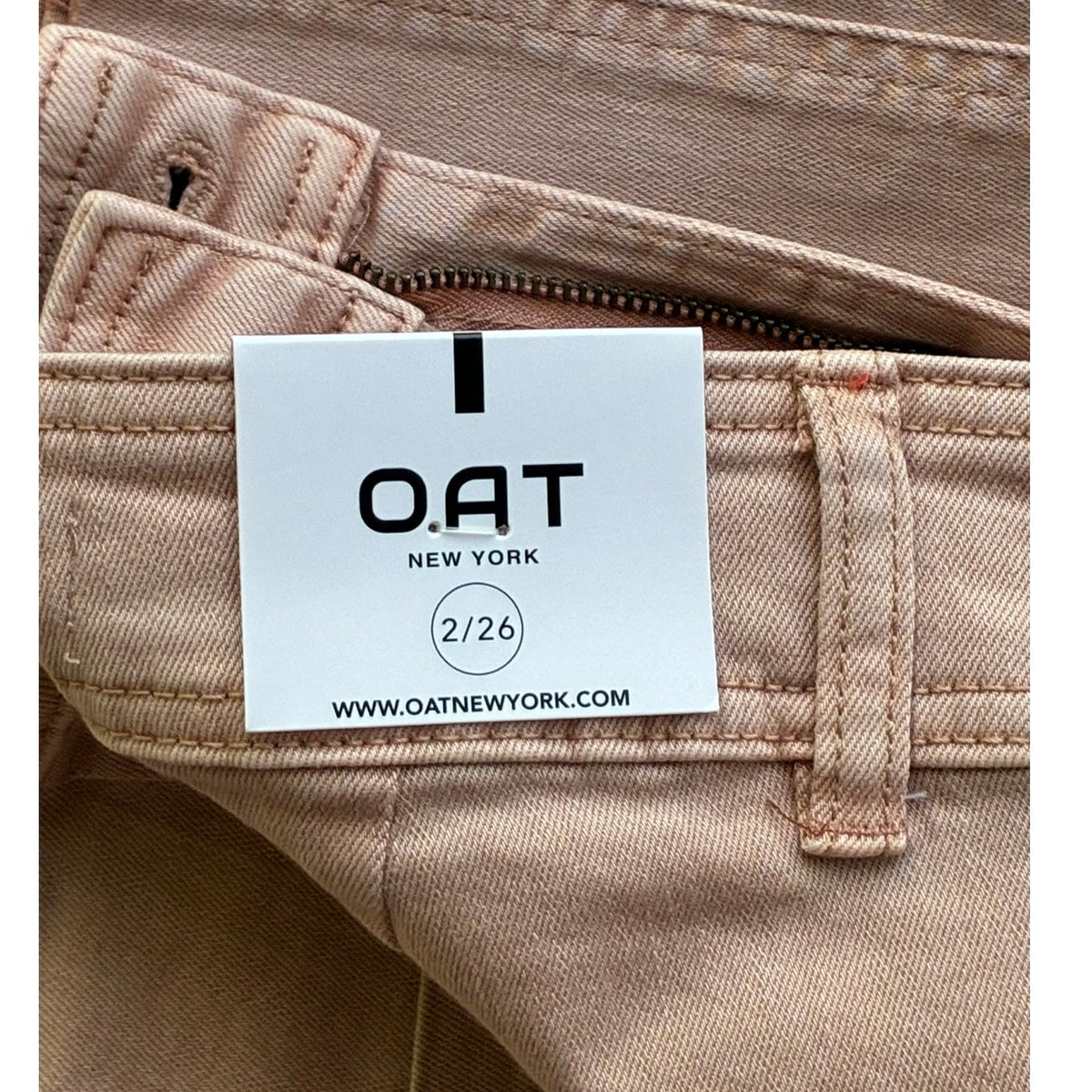 NWT ~ OAT New York Beige High Waisted Wide Leg Cropped Jeans Denim Trouser 2/26