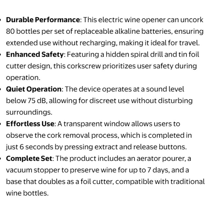 BRAND NEW Automatic Electric Battery Wine Bottle Opener Corkscrew & Accessories