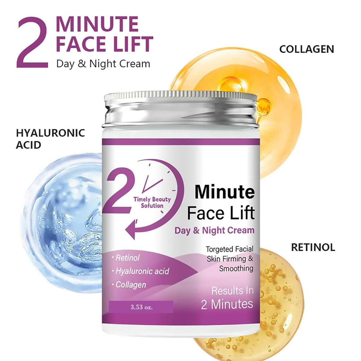 BRAND NEW ~ NWT ~ 2 Minute Face Lift Day & Night Cream ~ Retinol & Collagen