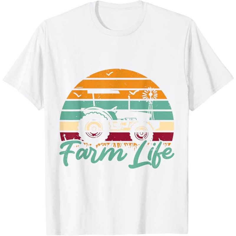 NWT ~ Men's White Farm Life Graphic Agriculture Farmer T-Shirt ~ Size 2XL
