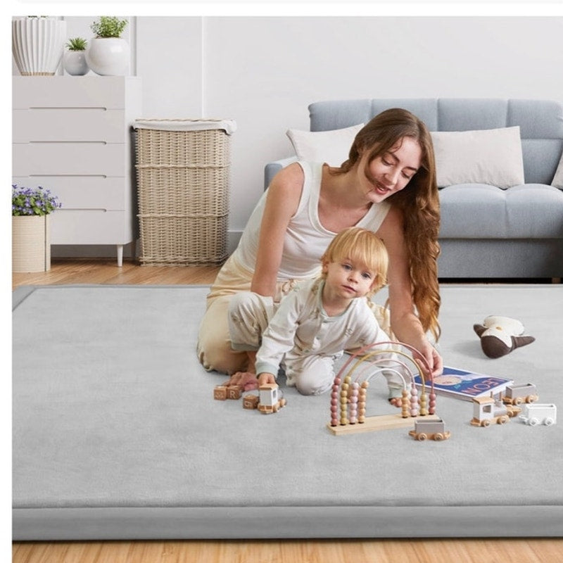 BRAND NEW ~ Light Gray Non Slip Play Mat Area Rug 1.3" Thick Foam ~ 50" x 50"