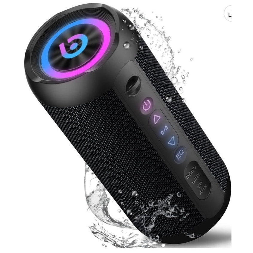 BRAND NEW ~ Black Portable Bluetooth Waterproof Loud LED Lights Wireless Speaker