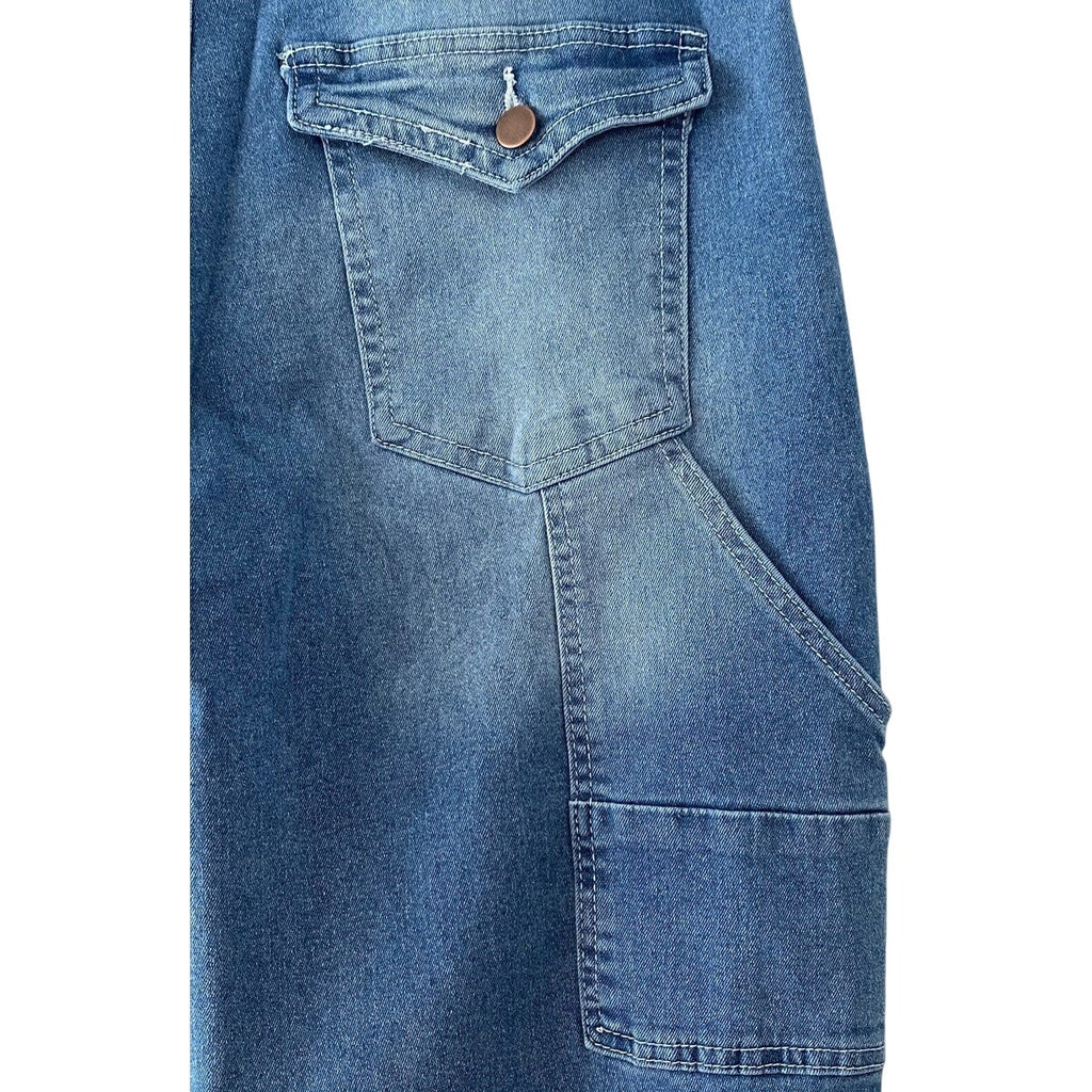 NWT ~ Women's Wide Leg Carpenter Pockets Denim Blue Jeans ~ Size XL