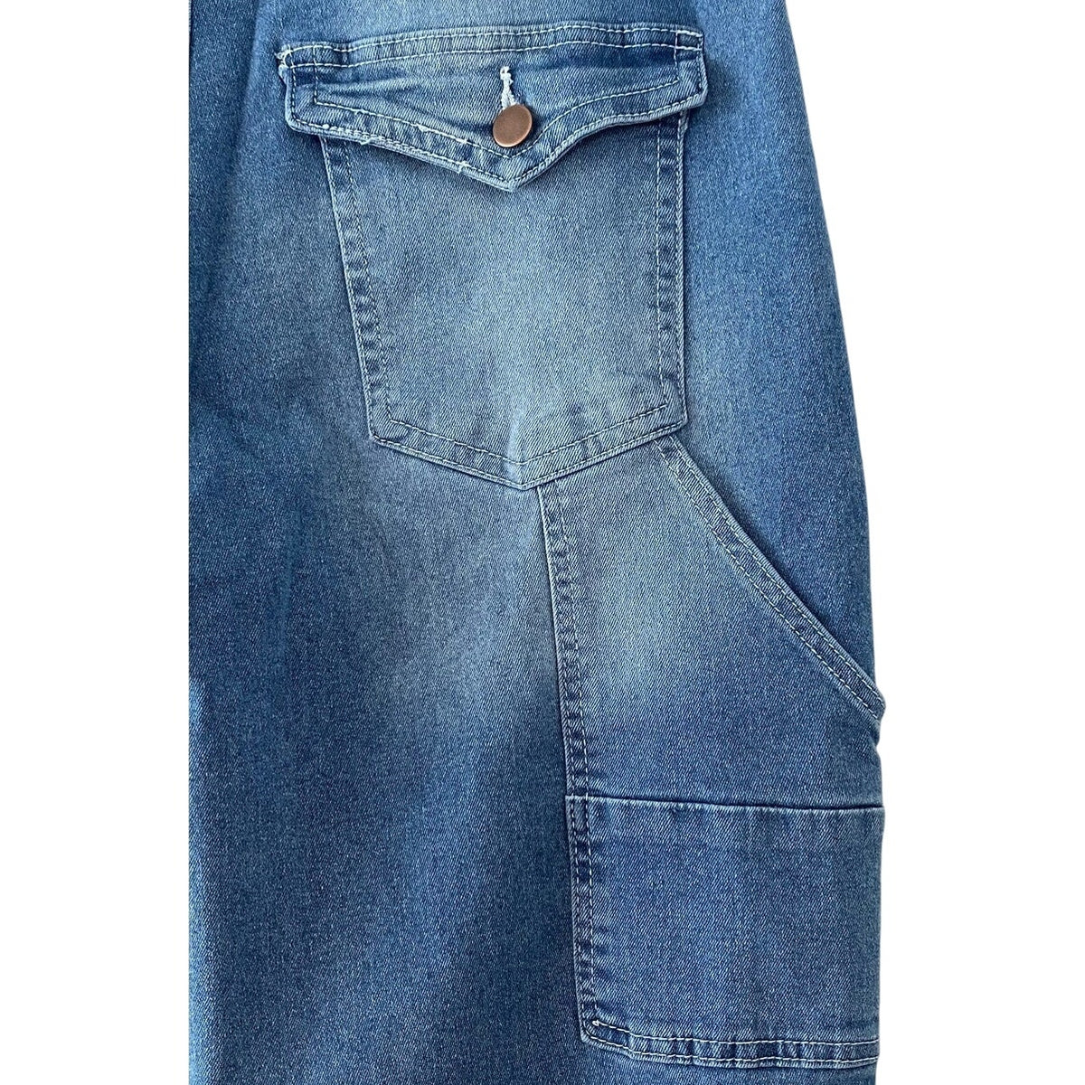 NWT ~ Women's Wide Leg Carpenter Pockets Denim Blue Jeans ~ Size XL