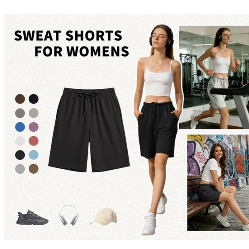 NWT ~ Black Knit Workout Casual Summer Shorts ~ Drawstring & pockets ~ LARGE