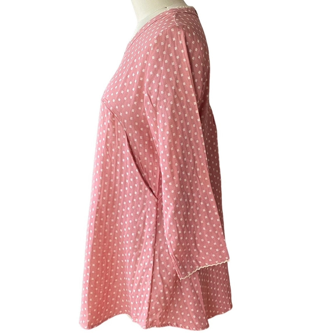 NWT- Pink Boho Smocked Babydoll Tunic Pockets Bohemian Dress ~ Women's Size XL