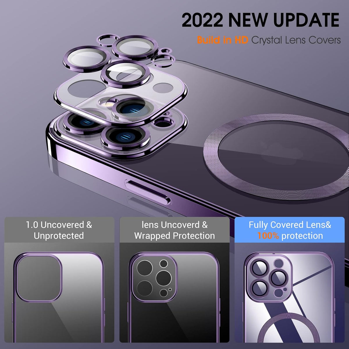 NWT ~ Clear Purple Magnetic iPhone 14 Pro Max Silicone Cover Slim Thin Case