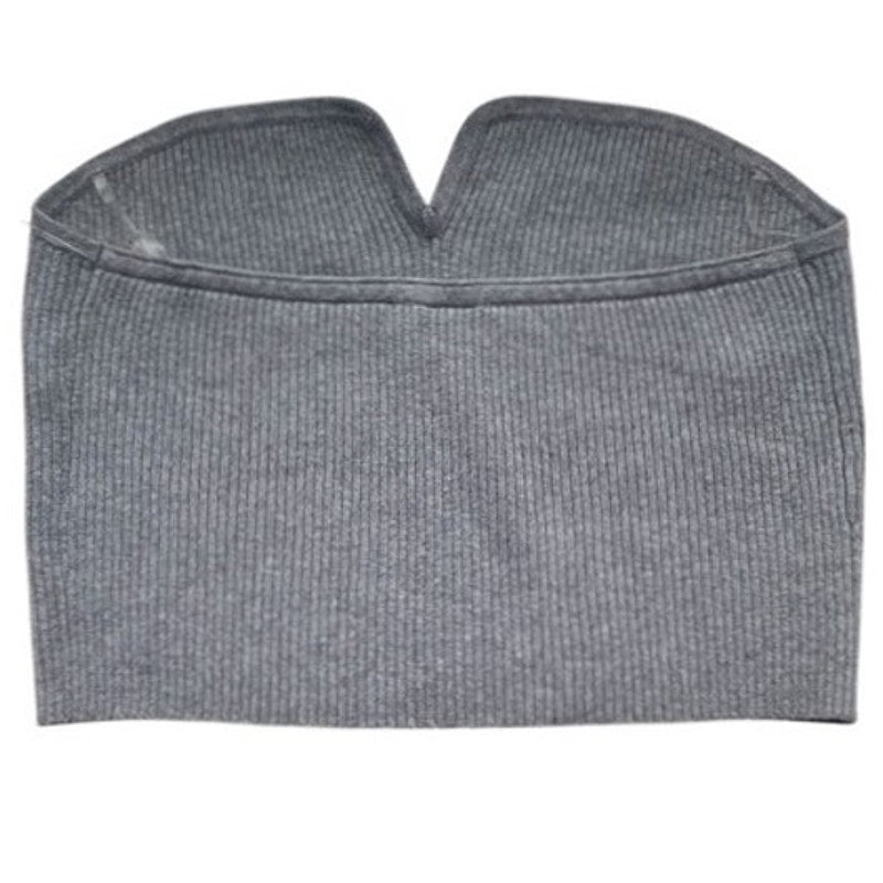 NWT ~ Gray Ribbed Stretchy Sweater Strapless Summer Tube Halter Top ~ XXL