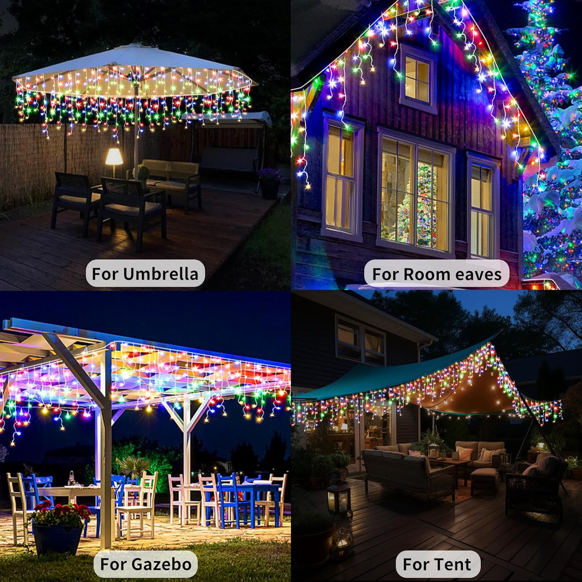 BRAND NEW ~ 82Ft Solar Icicle Outdoor Multicolor Christmas Lights & Remote