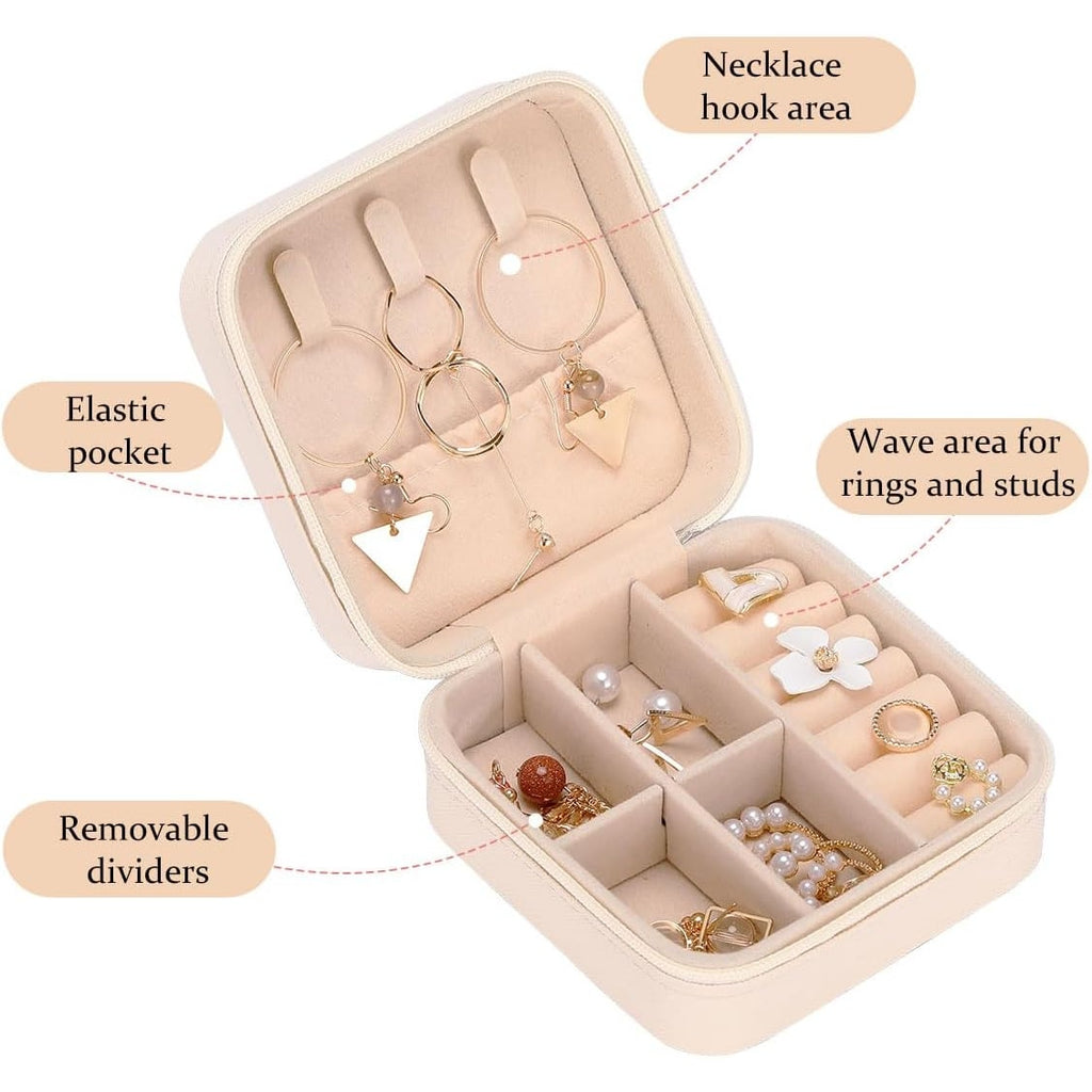 BRAND NEW ~ Small Girly Travel Jewelry Case Box Organizer Zipper Closure