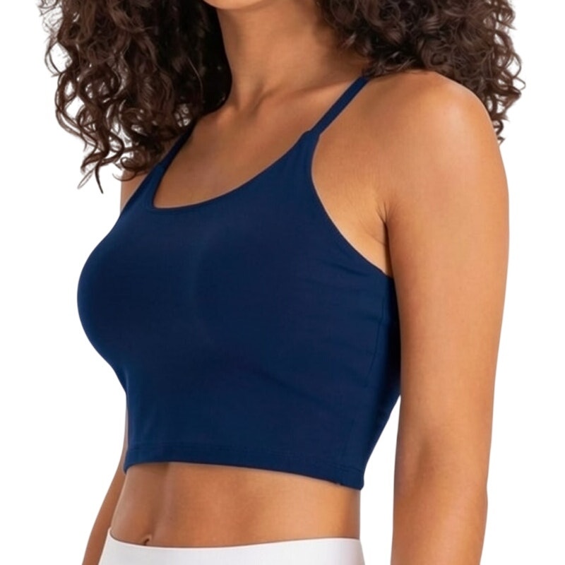 NWT ~ Navy Blue Padded Sports Bra Workout Running Shirts Yoga Cami Tank Top ~ S