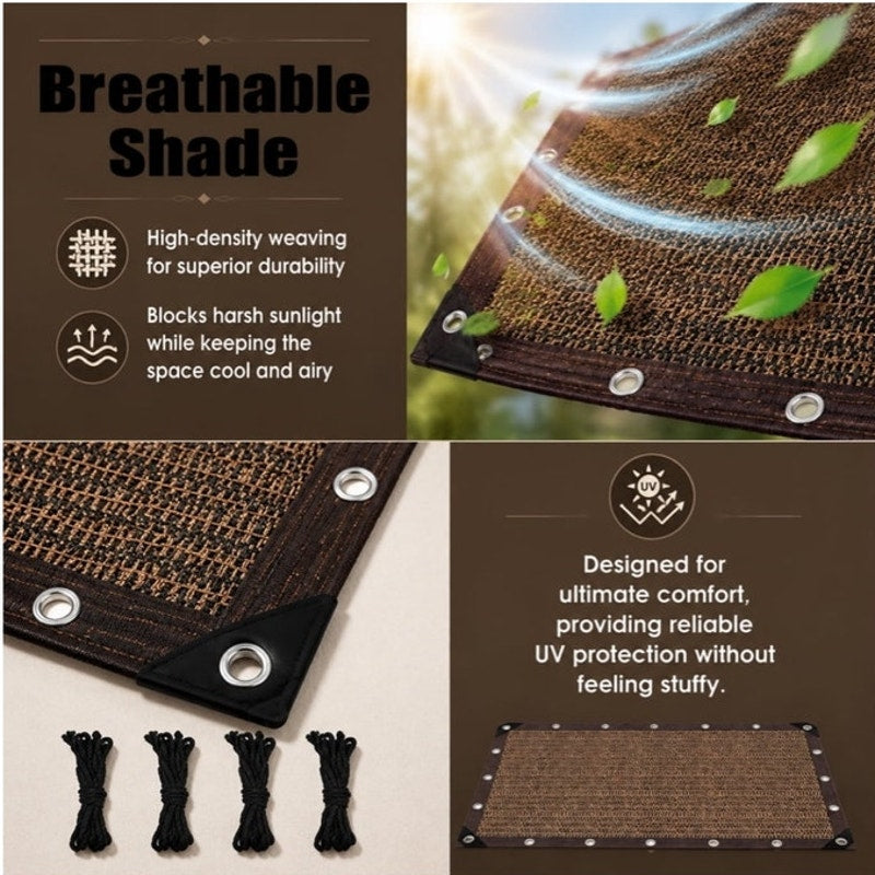 BRAND NEW ~ Heavy Duty Brown 10' x 19' UV Block Sun Shade Cloth Canopy Sunshade