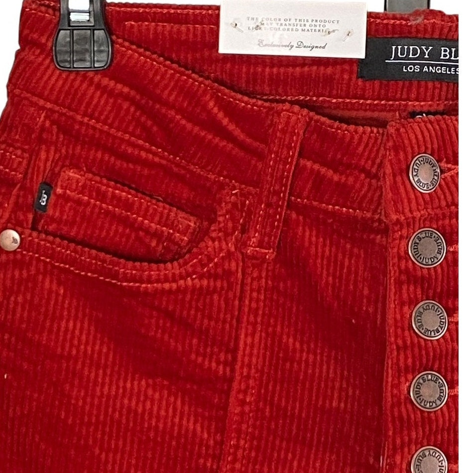 NWT ~ JUDY BLUE Mandy Cord Button Fly Ankle Straight Pants ~ Women's 3 / 26
