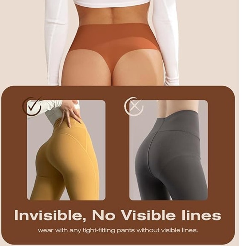 NWT ~ 5 Pack Sexy Muted Earth Tones High Waisted Invisible Seamless Thongs ~ M