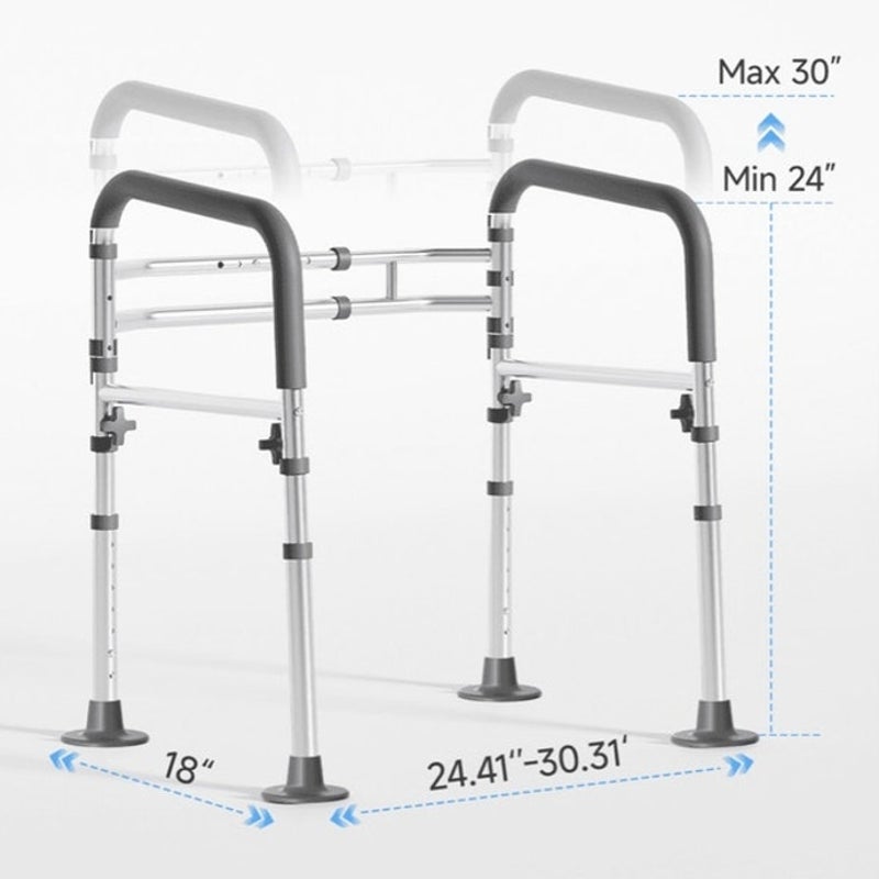 BRAND NEW ~ Adjustable Foldable Toilet Safety Rail Frame with Handles 350 limit