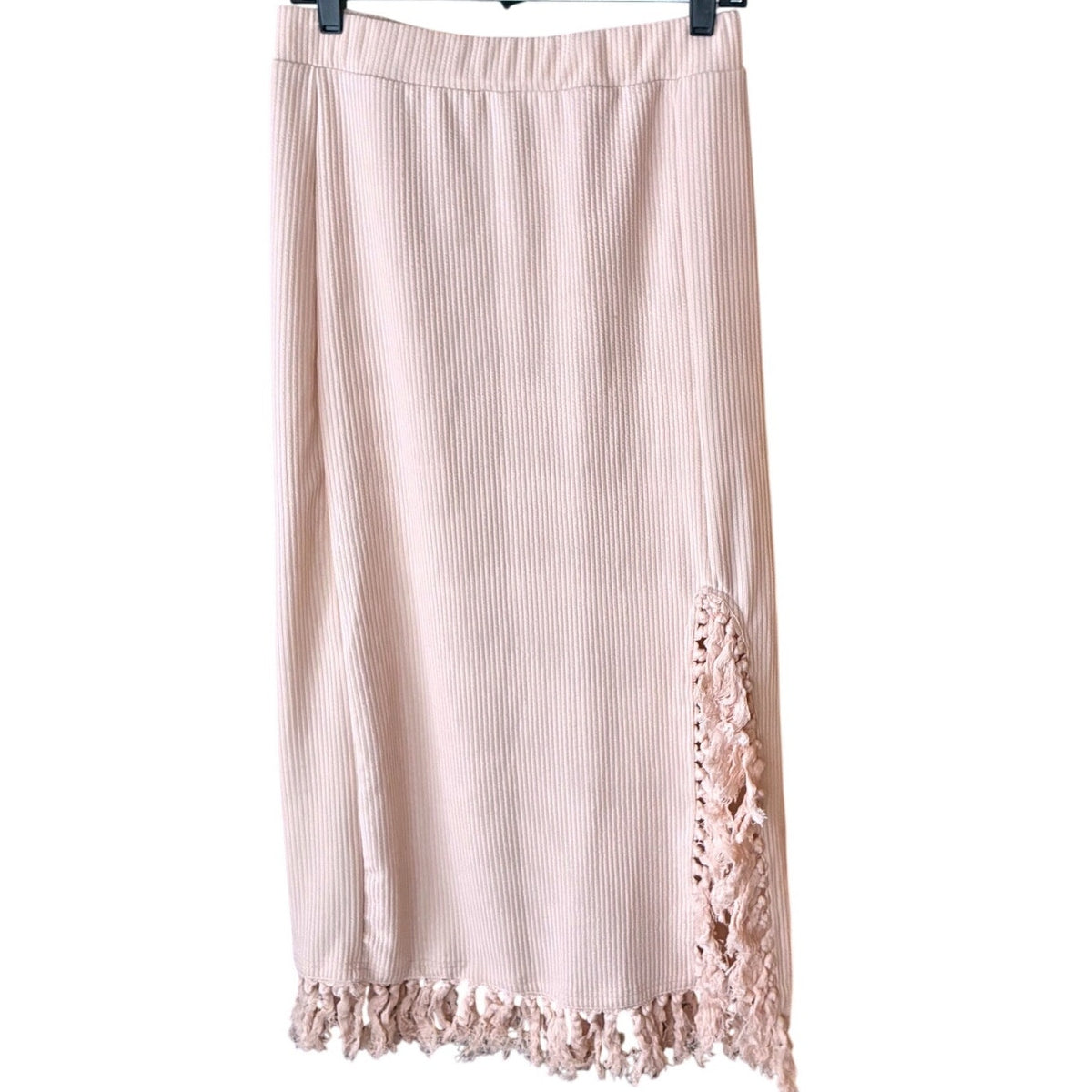 NWT ~ Pink Ribbed 2pc Boho Skirt & Cropped Cami Bohemian Summer Set ~ Women's L