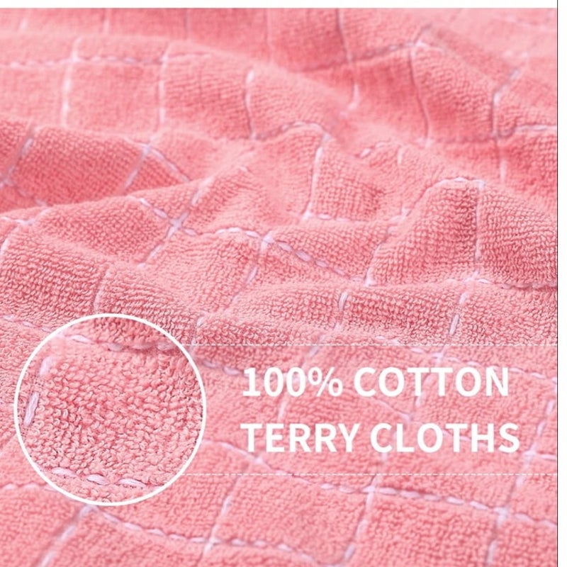 BRAND NEW ~ Set/4 Pink Checked 100% Cotton Soft Terry Cloth Kitchen Dish Towels