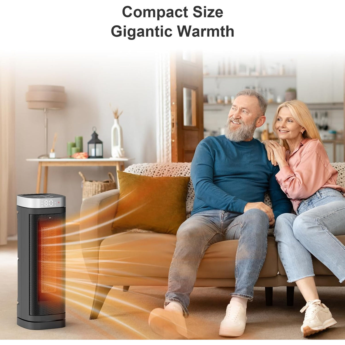 BRAND NEW ~ Black 17" Electric Space Heater Thermostat & Oscillation 12hr Timer