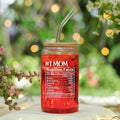 BRAND NEW ~ #1 Mom Glass Jar Cup with Bamboo Leakproof Lid & Glass Straw