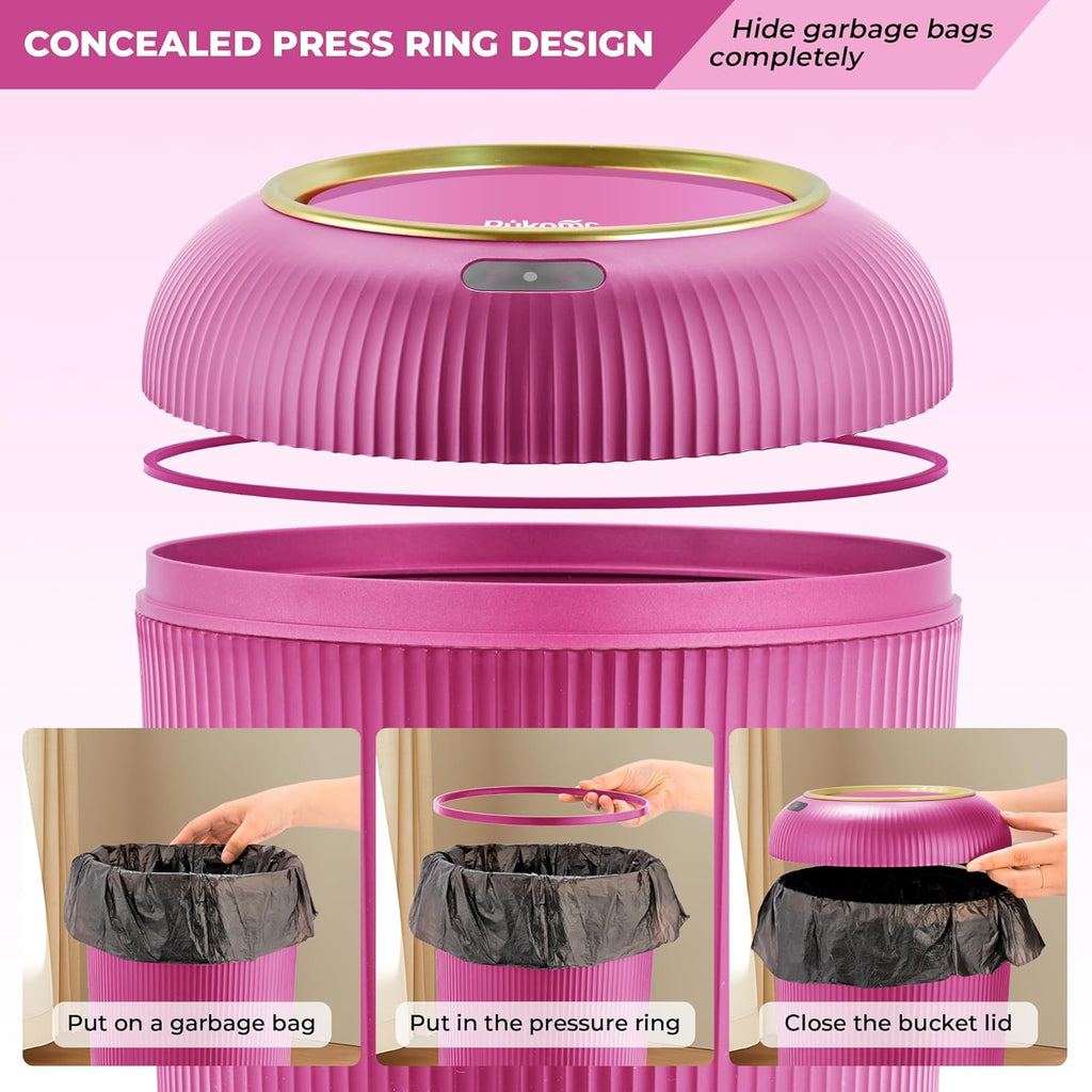 BRAND NEW ~ Bright Pink Smart Sensor Bathroom Wastebasket Small Trash Can