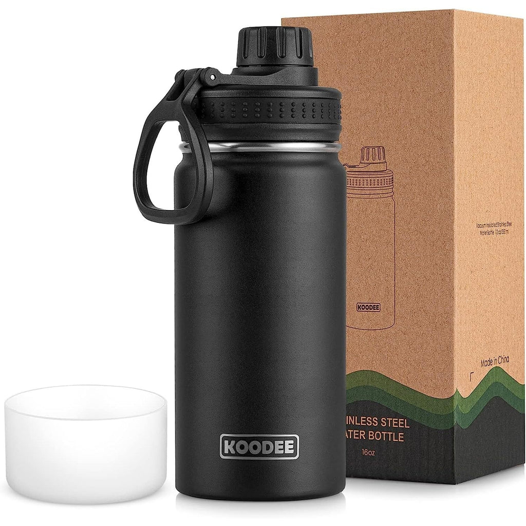 BRAND NEW in BOX ~ koodee Black Stainless Steel 16 oz Insulated Water Bottle