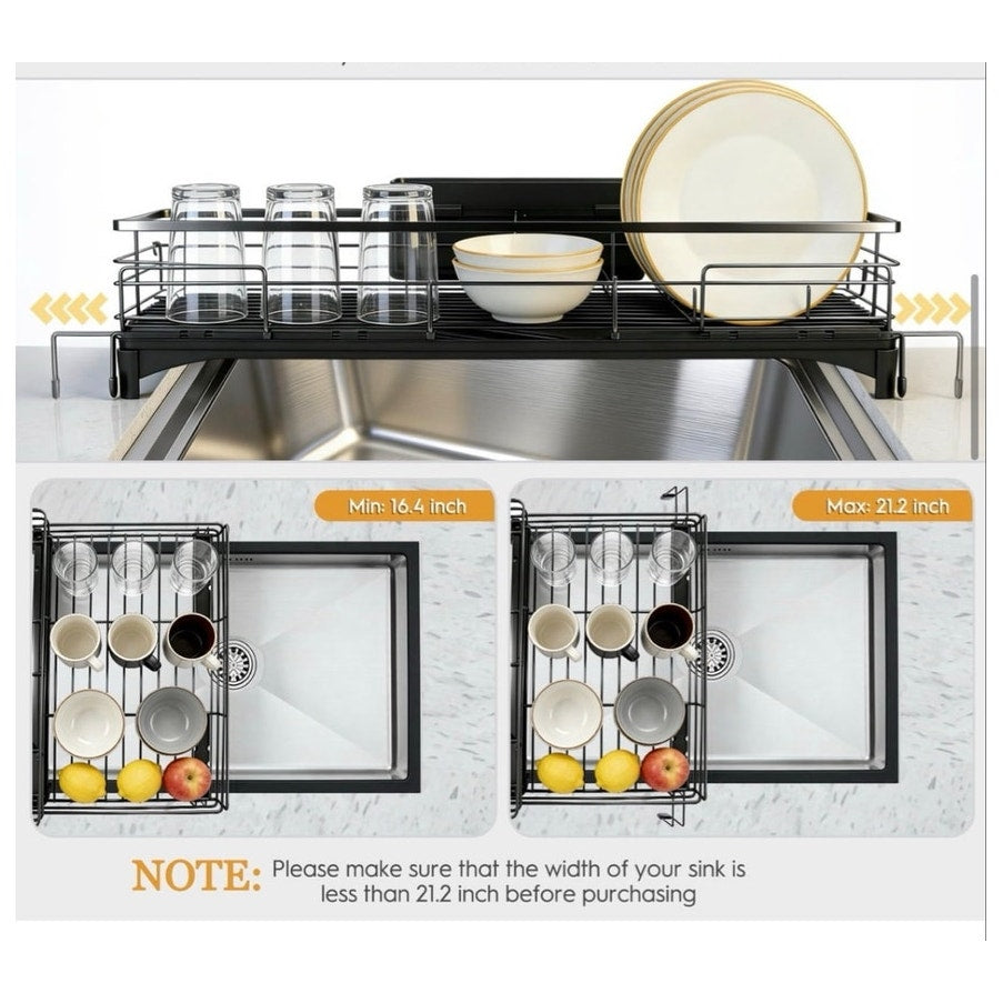 BRAND NEW Black Stainless Steel Rust Proof Expandable Capacity Dish Drying Rack