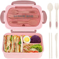 BRAND NEW ~ Pink 1400 ML Leakproof BPA Free Lunch Bento Box Container & Utensils