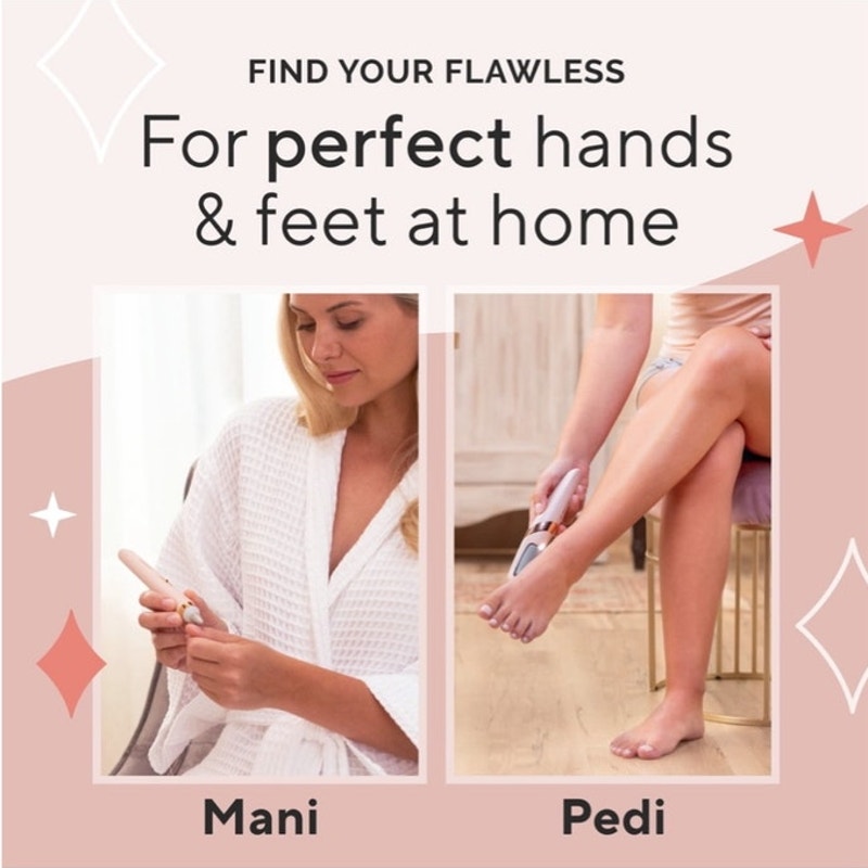 BRAND NEW ~ Pink Finishing Touch Rechargeable Mani Pedi Device & 6 Attachments