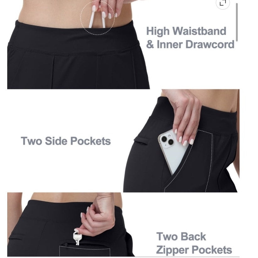 NWT ~ Women's Black Lightweight Casual Golf Pants with Zipper Pockets ~ Size XL