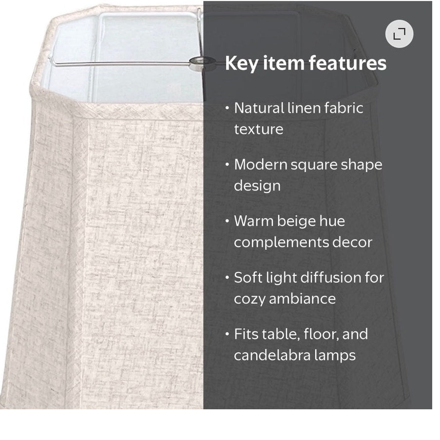 BRAND NEW ~ Square Beige Linen Lamp Shade Spider Replacement Lampshade
