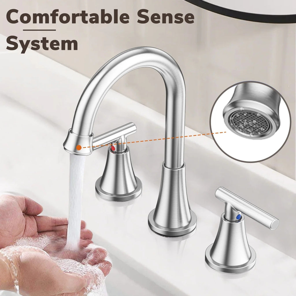 BRAND NEW ~ Brushed Nickel Bathroom Sink 3 Hole Faucet Pop Up Drain Supply Lines