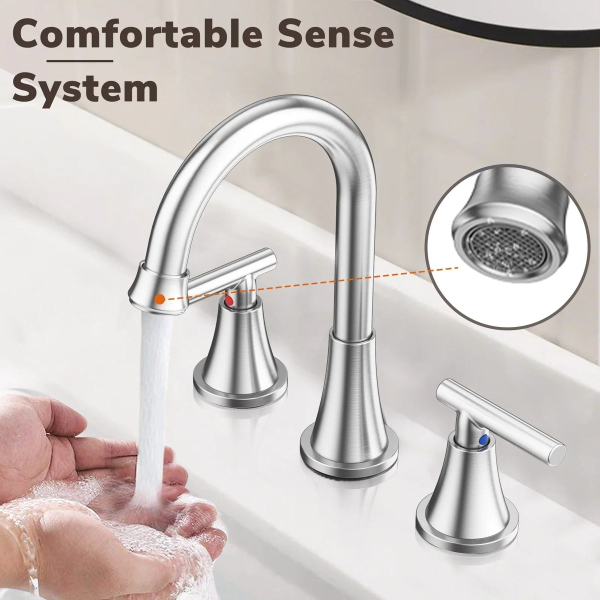 BRAND NEW ~ Brushed Nickel Bathroom Sink 3 Hole Faucet Pop Up Drain Supply Lines