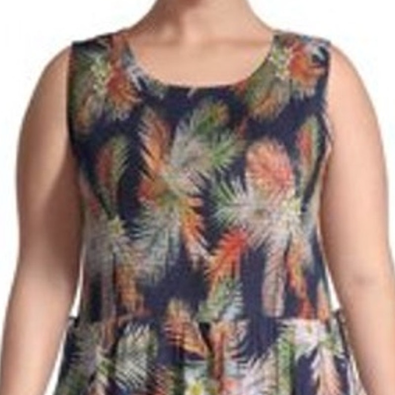 NWT ~ Women's Navy Blue Floral Print Sleeveless Sundress Maxi Dress ~ Plus 2X