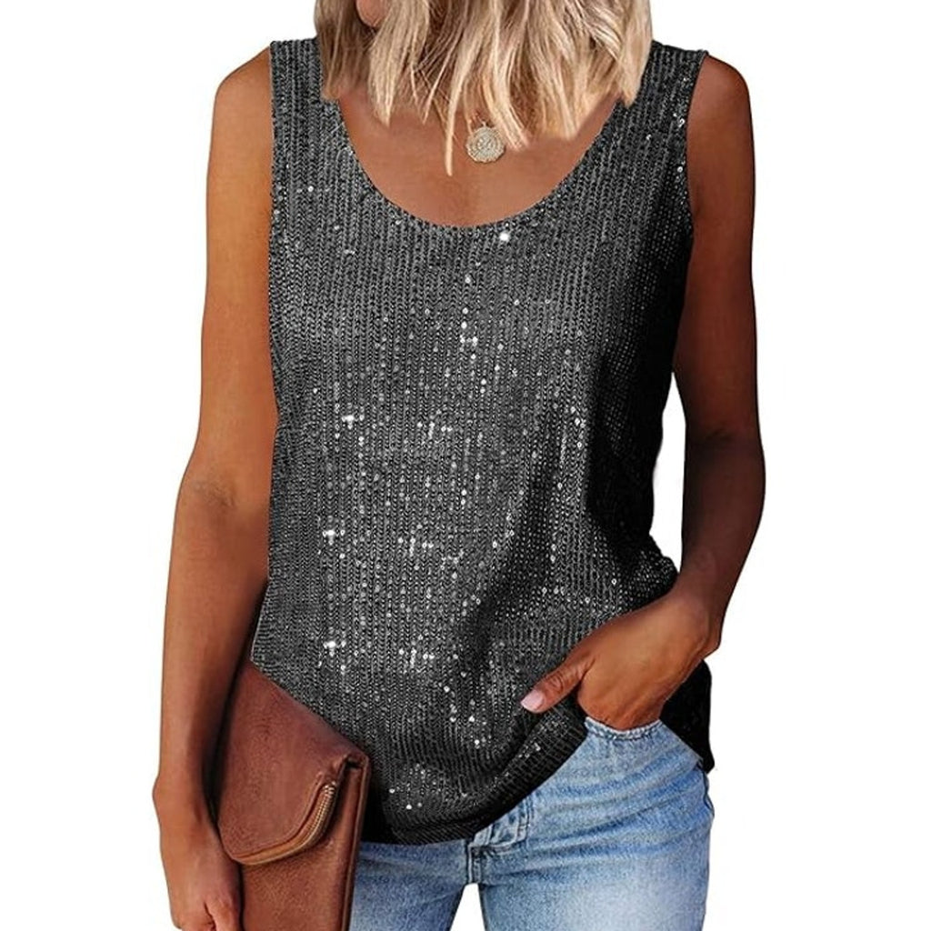 NWT ~ Women's Silver Sparkly Sexy Tank Top ~ Size MEDIUM