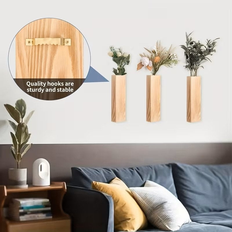BRAND NEW ~ Set/3 Modern Farmhouse Indoor Plant Hanging Wooden Wall Pockets