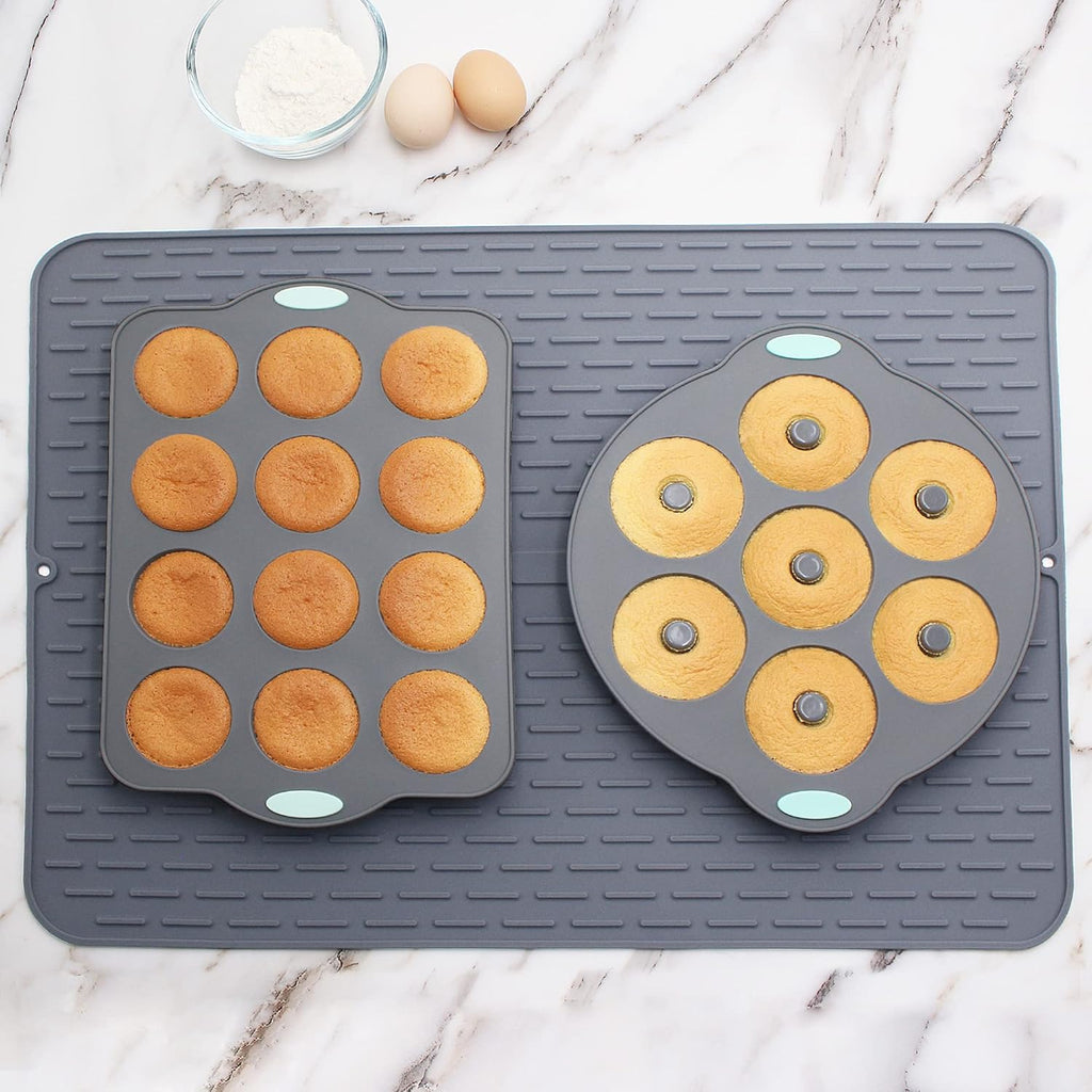 BRAND NEW ~ Set/ 2 Silicone Flexible Dish Drying Sink Mat  Extra Large 24" x 18"