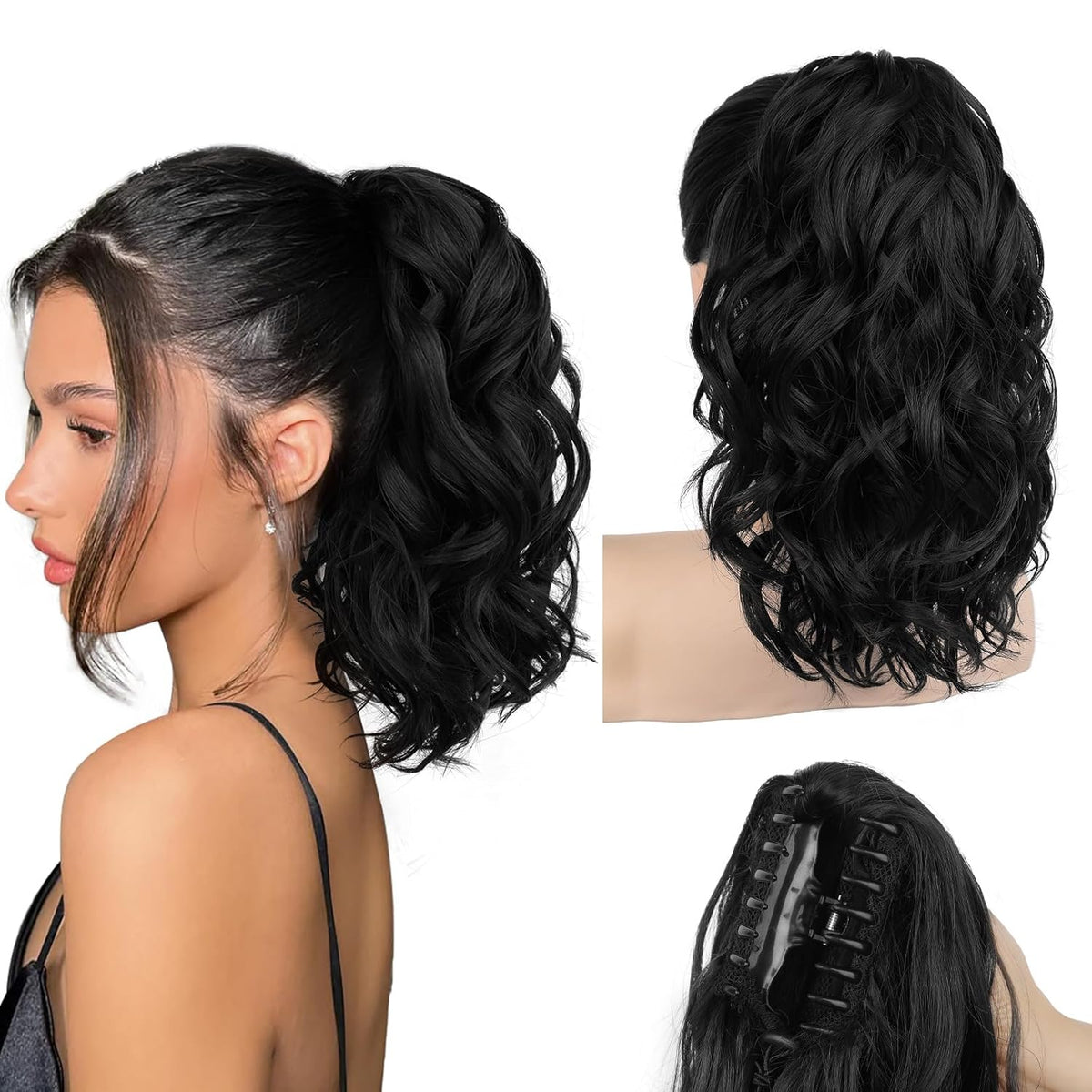 NWT ~ Claw Clip In Natural Dark Black Ponytail Extension