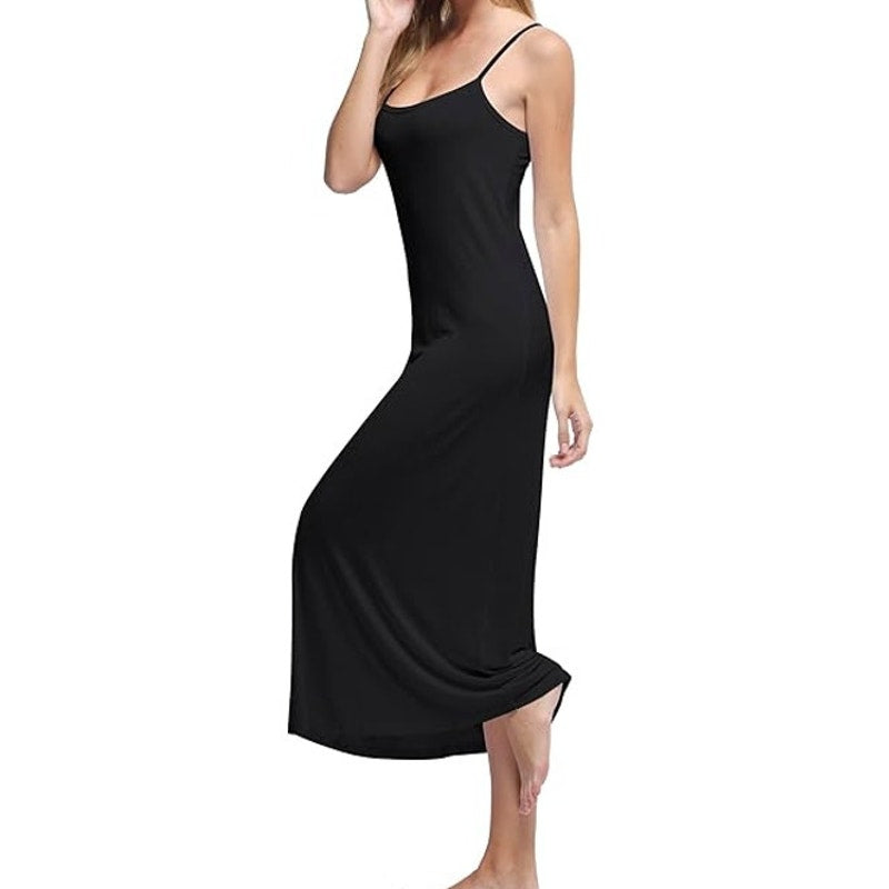 NWT ~ Women's Long Black Rayon Summer Cami Dress ~ Size MEDIUM