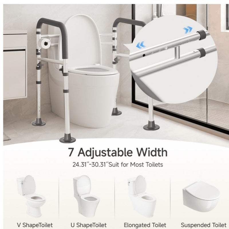 BRAND NEW ~ Adjustable Foldable Toilet Safety Rail Frame with Handles 350 limit