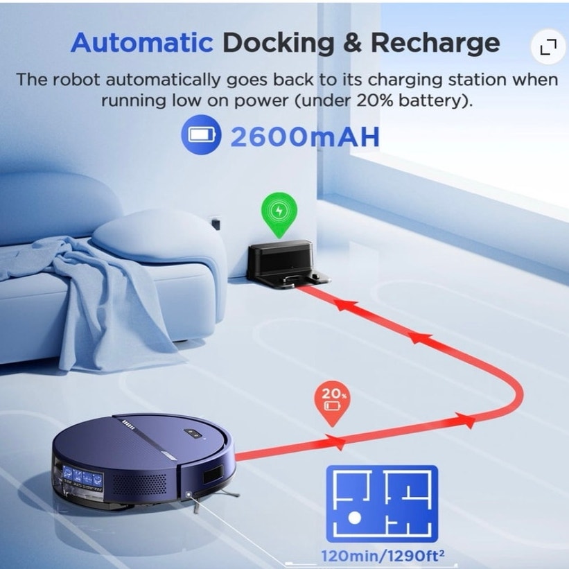 BRAND NEW ~ Blue Rechargeable Low Profile Robot Vacuum Cleaner 2 in 1 Mop Combo