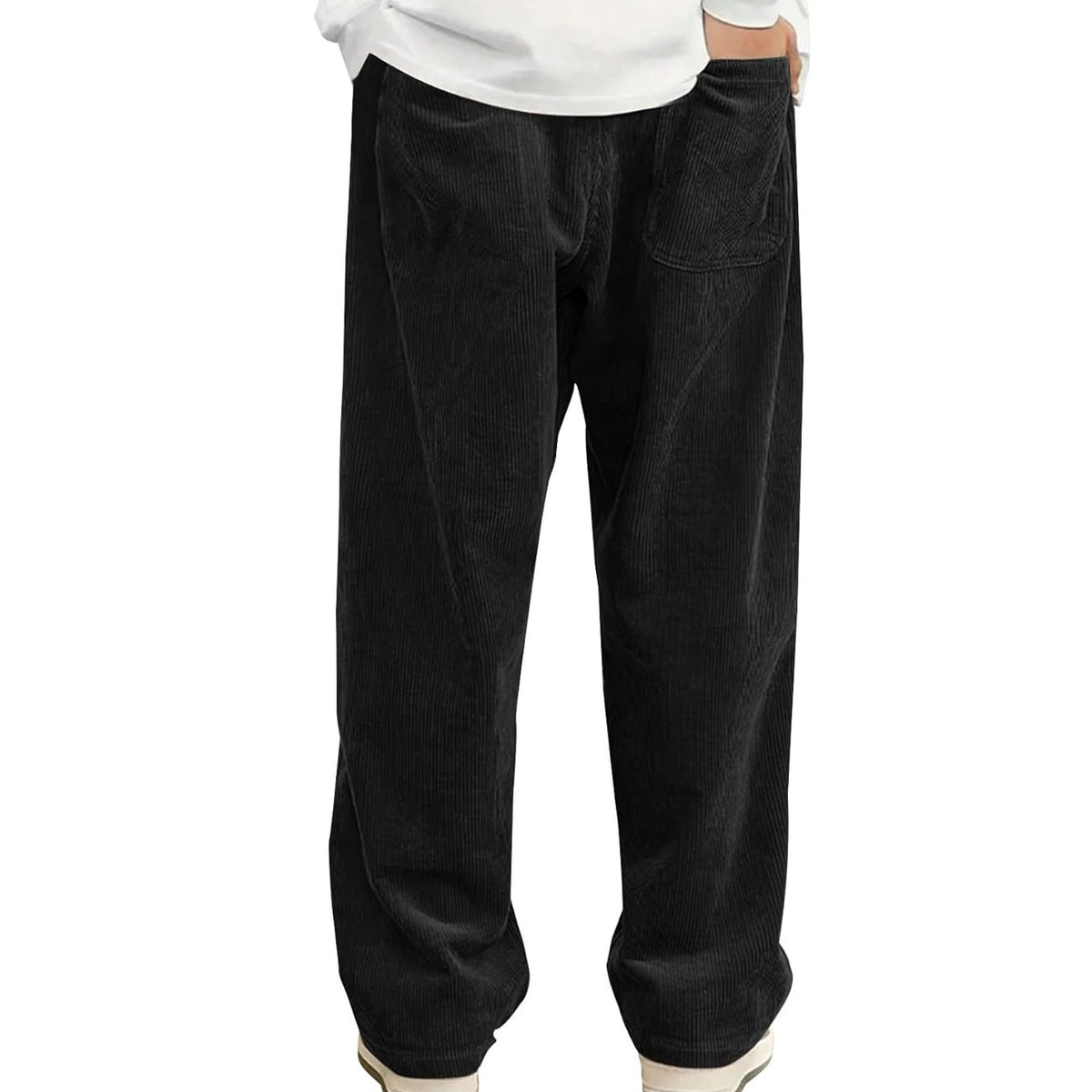 NWT ~ Young Men's Black Corduroy Casual Drawstring Pants ~ Men's Size XS