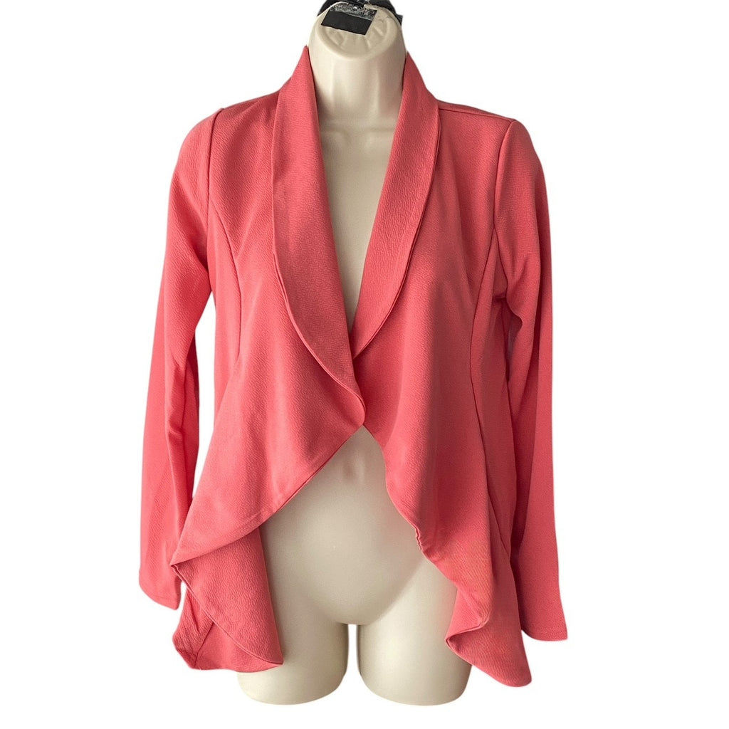 NWT ~ Coral Pink Spring Draped Open Flowing Cardigan L/S Business Jacket ~ SMALL