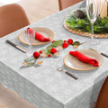 BRAND NEW ~ Silver Gray & Large White Snowflakes Rectangle Tablecloth ~ 60 x 102
