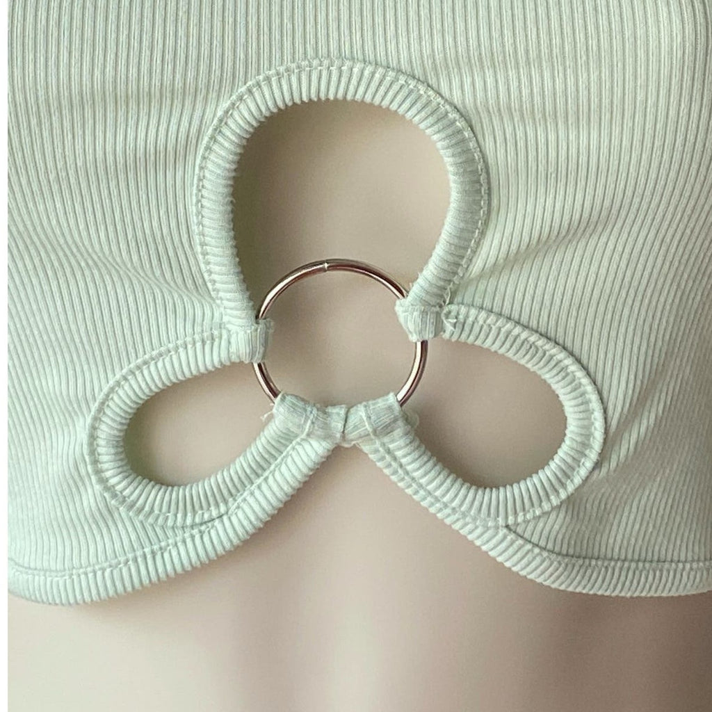 NWT ~ STREETWEAR SOCIETY Short Cropped Lime Green Ribbed Top ~ Women's SMALL