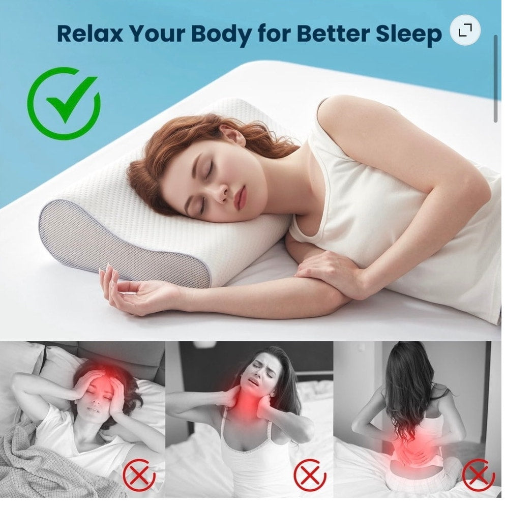 BRAND NEW ~ White Memory Foam Ergonomic Contour Neck Support Bed Pillow