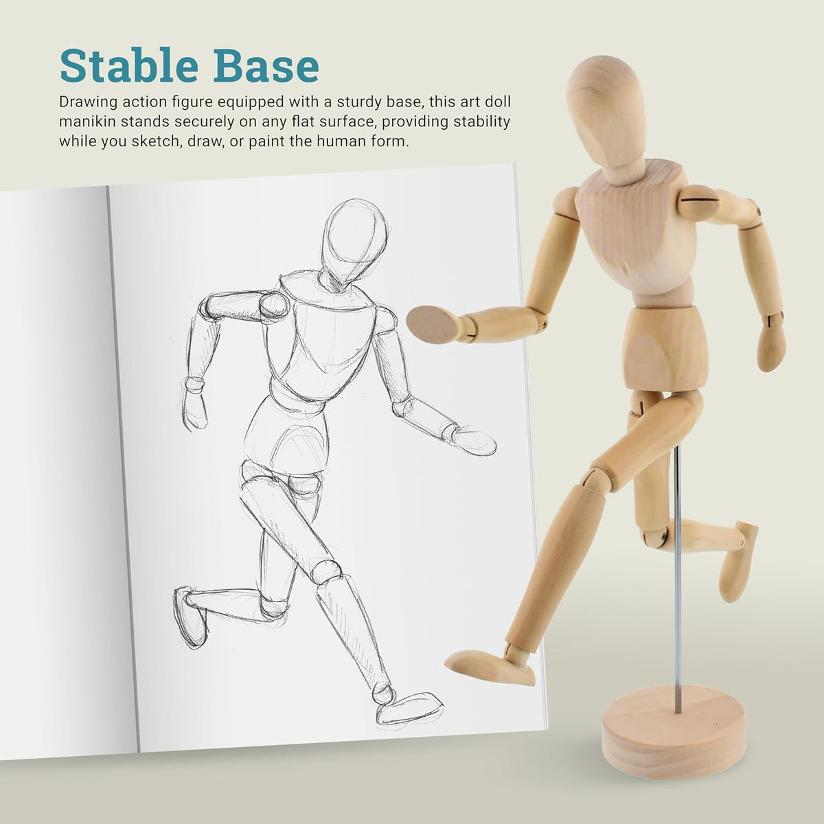 BRAND NEW ~ U.S. Art Supply 12" Wooden Male Manikin Posable Figure Drawing