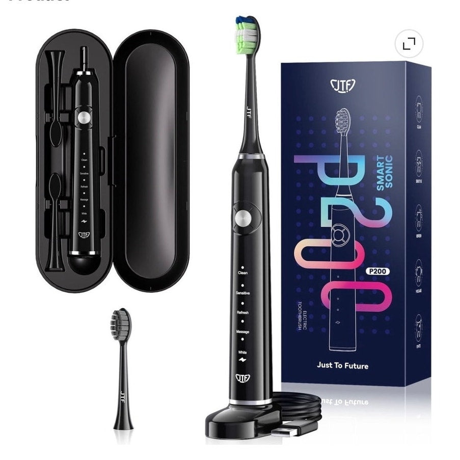 BRAND NEW ~ Black Electric Rechargeable Power Wireless Toothbrush & Travel Case